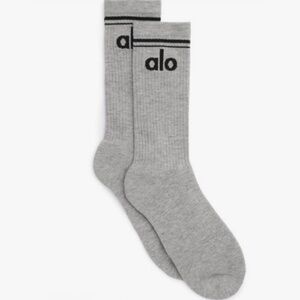 Alo Throwback Women's Crew Sock (2 Pairs)  - Heather Grey/Black, S/M